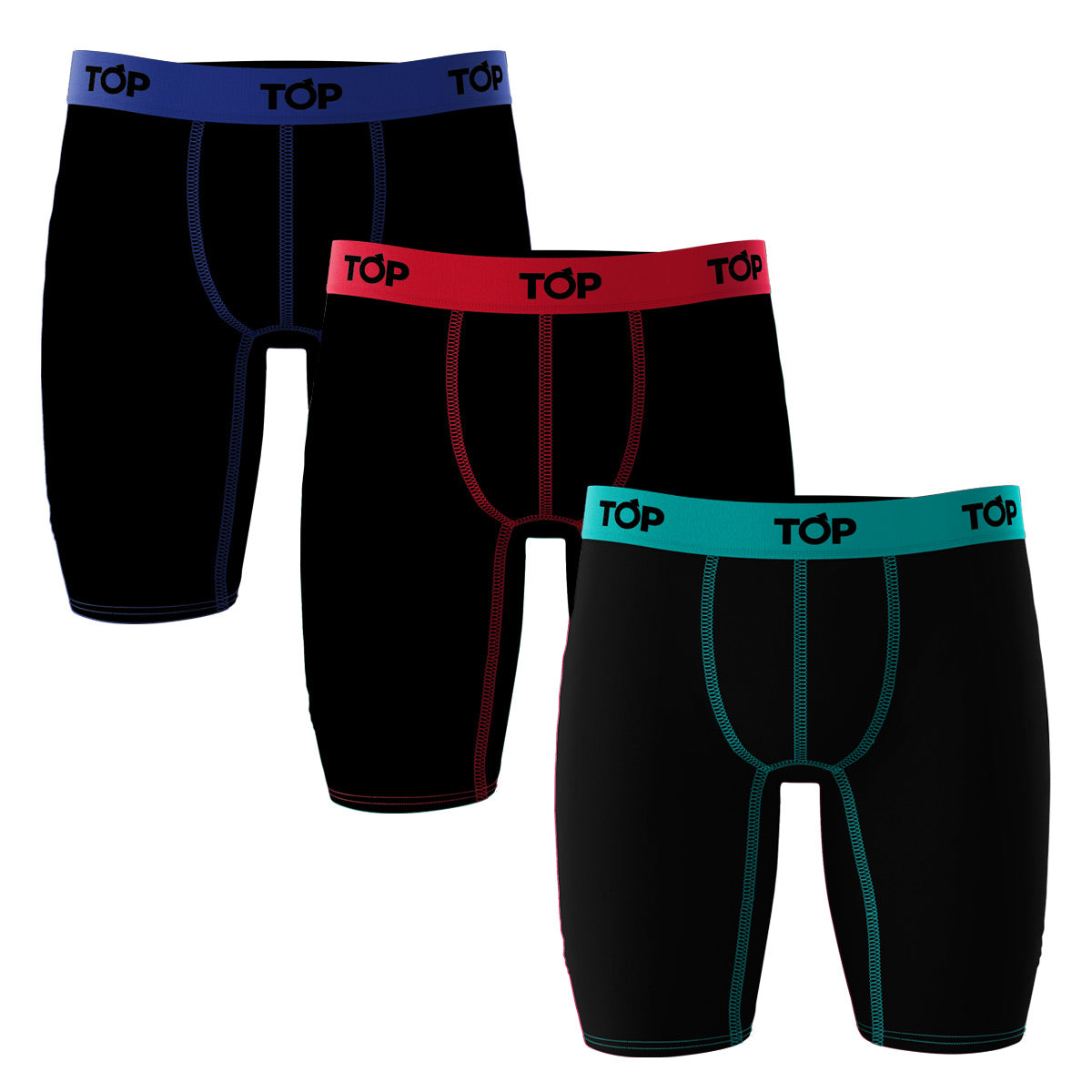ADULTS, BOXER LONG, BOXERS, COTTON BLEND, MEN, PACK 3, PLAIN, TOP USA, UNDERWEAR, VAR